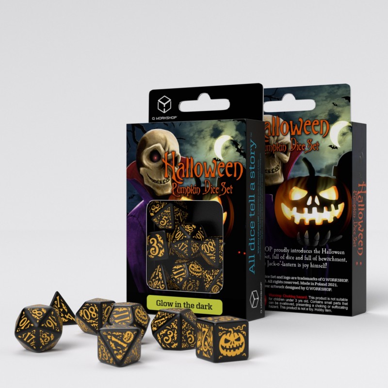 Q Workshop - Halloween Pumpkin Dice Set (Glow in the Dark)