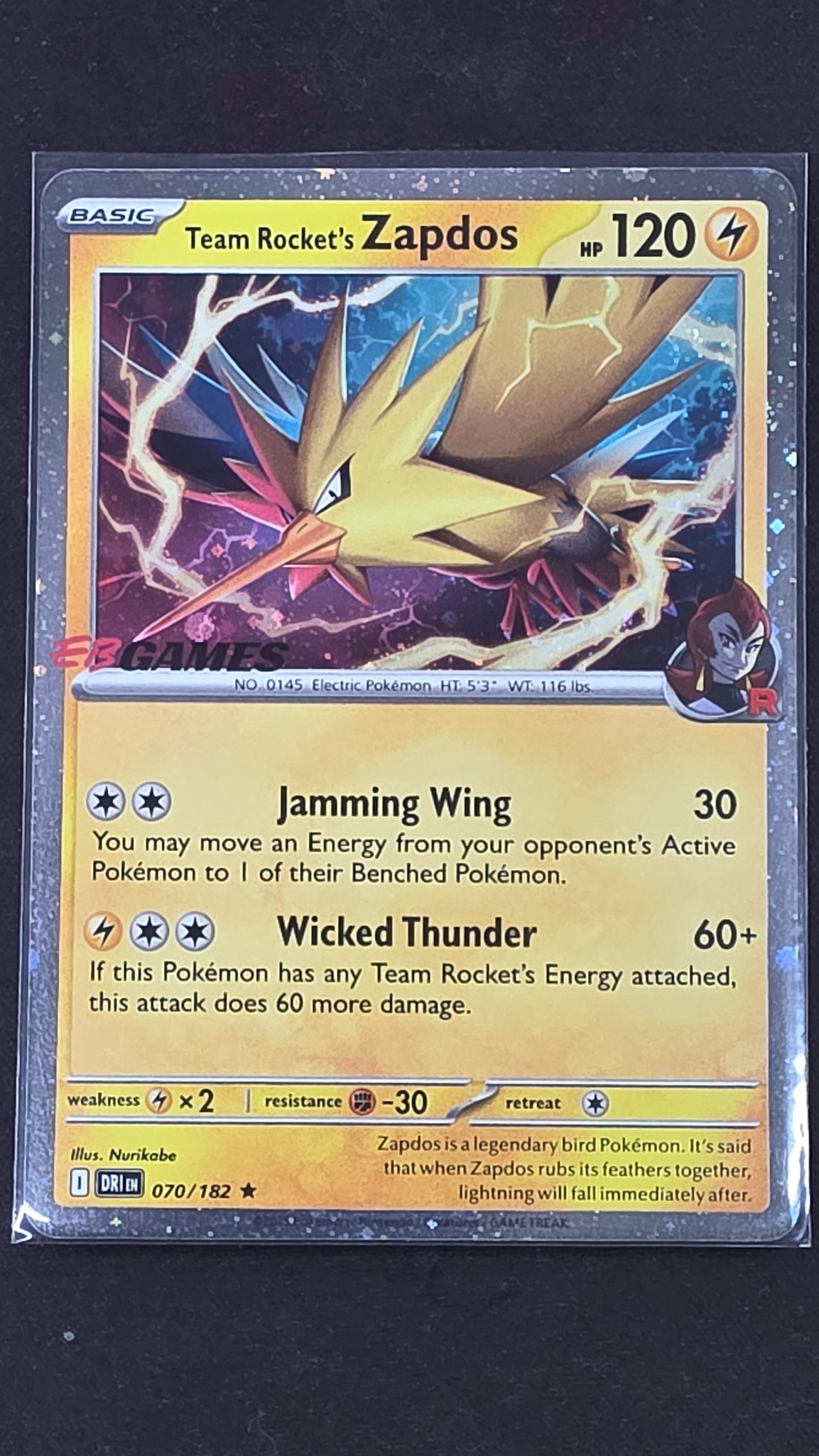 Team Rocket's Zapdos (070/182 EB Promo)