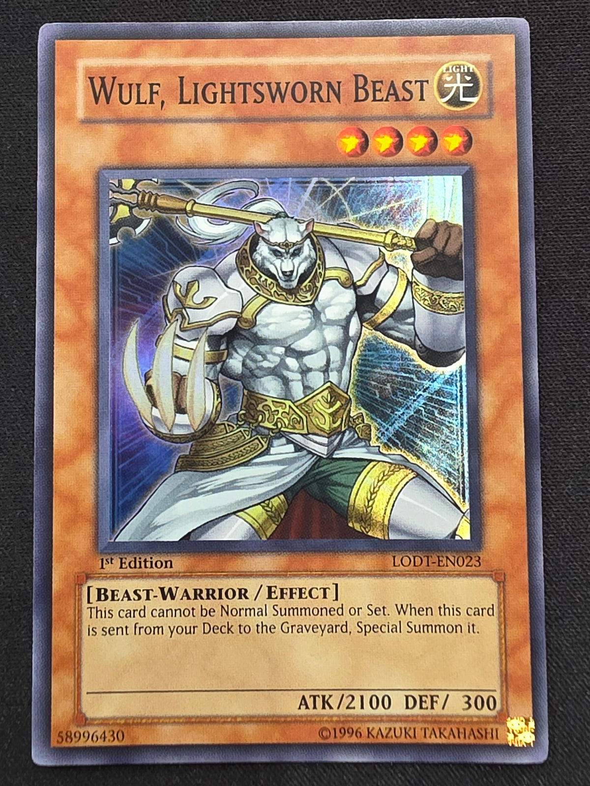 Wulf, Lightsworn Beast (Damaged, LOTD-EN023, Super Rare, 1st Edition)