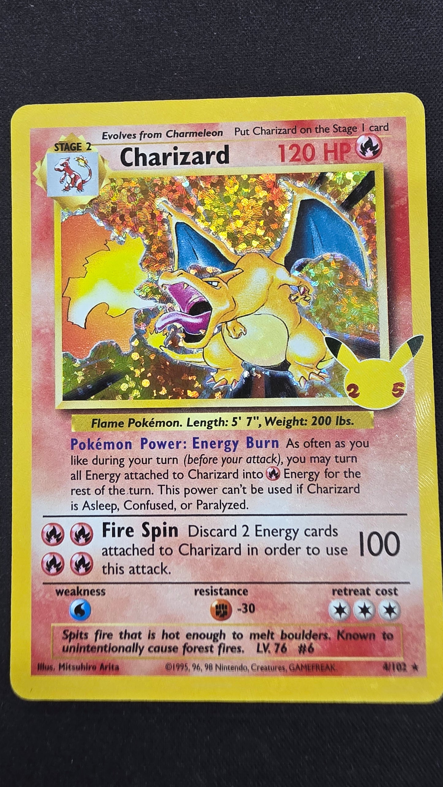 Charizard (004/102, 25th Anniversary Stamped)