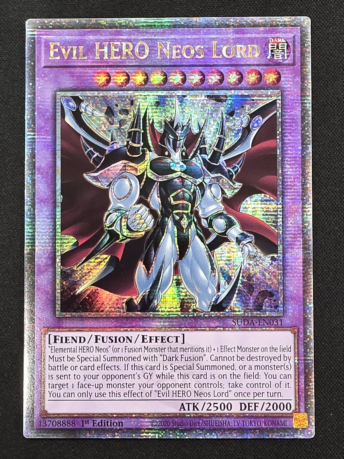 Evil Hero Neos Lord (SUDA-EN031, Quarter Century Secret Rare, 1st Edition)