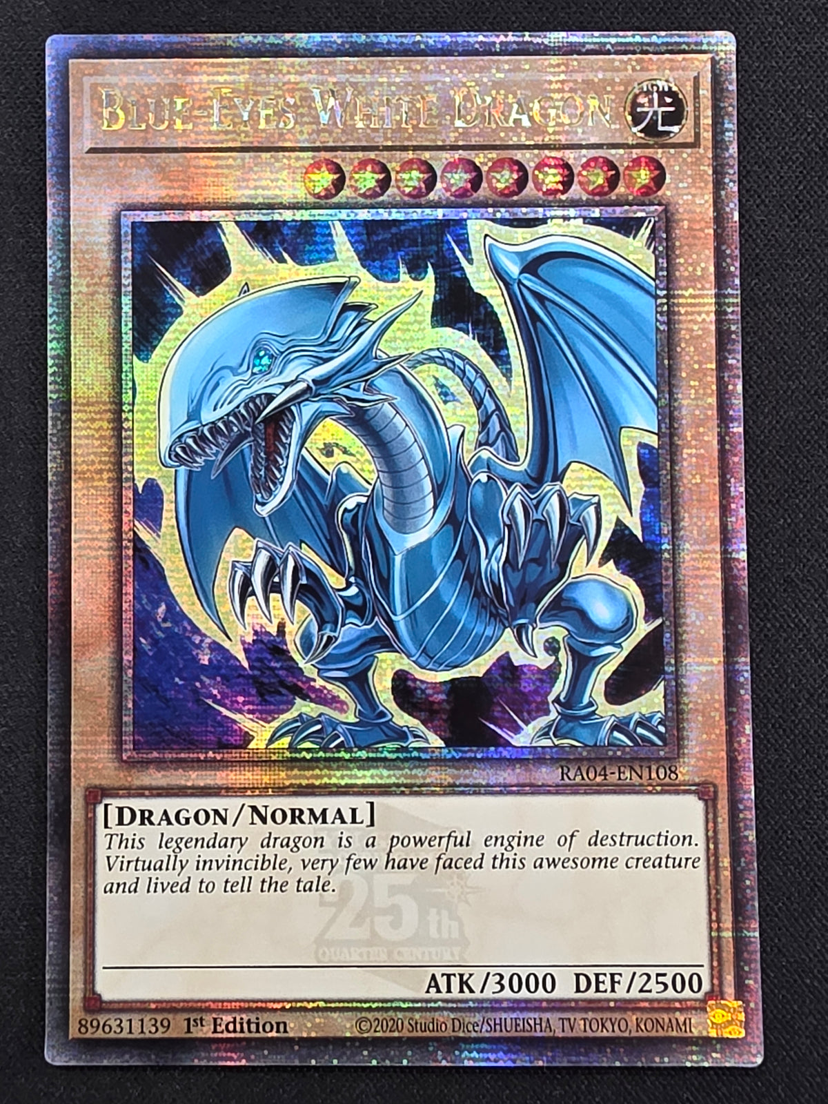 Blue-Eyes White Dragon (RA04-EN108, Quarter Century Secret Rare, 1st Edition)