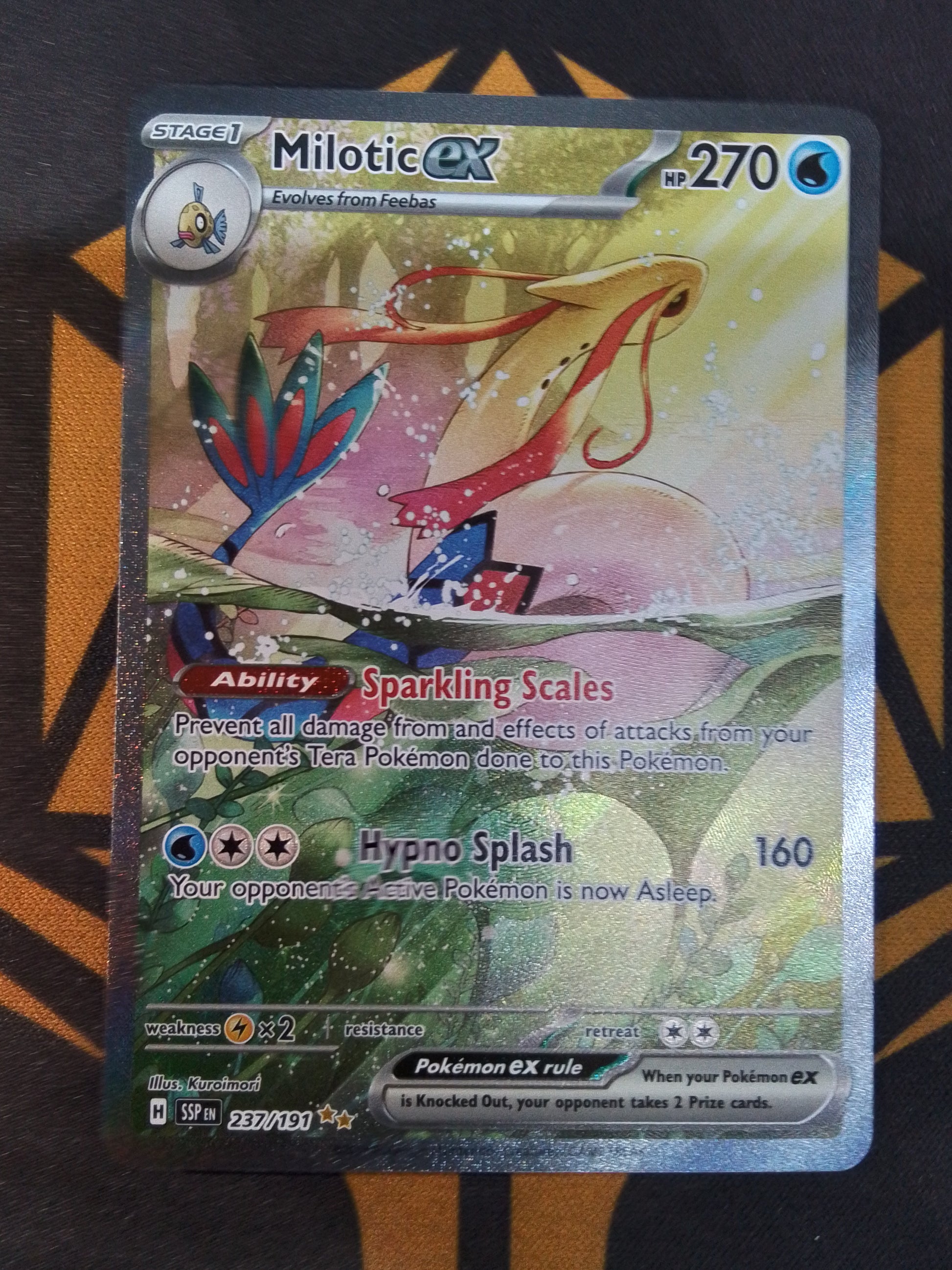 237 191 pokemon card Milotic EX 237/191 IR Surging Sparks Pokemon Magnetic Extended Art Case