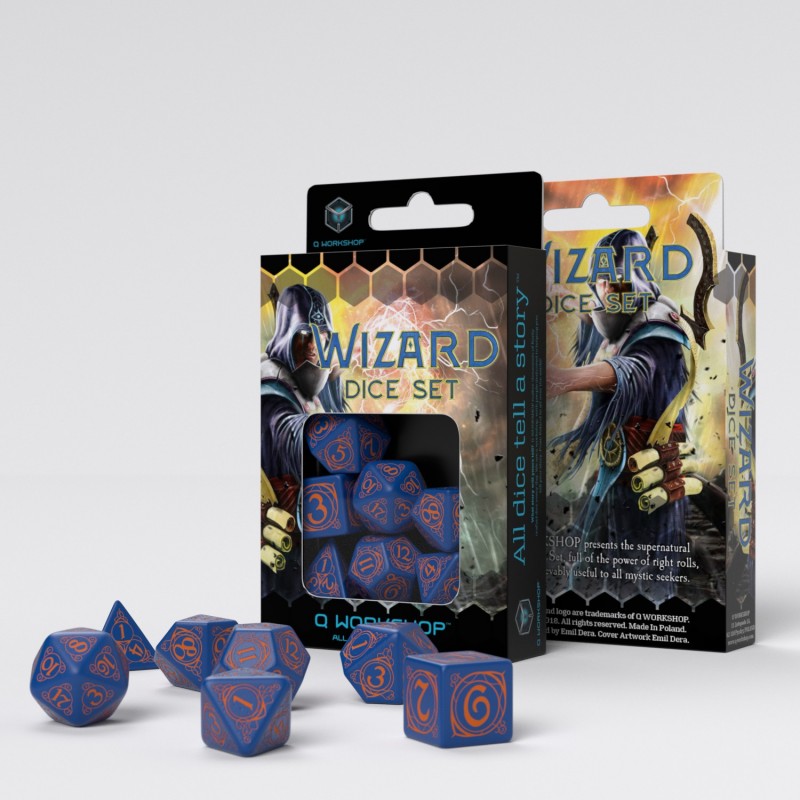 Q Workshop - Wizard Dark-blue & Orange Dice Set