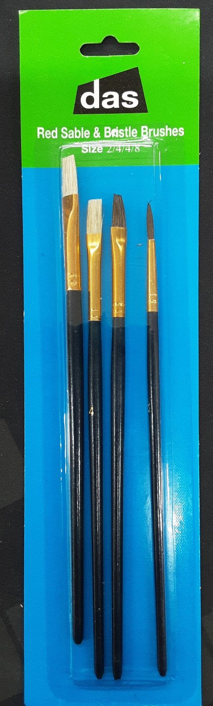 DAS Red Sable & Bristle Brushes - 4 Pack (2,4,4,8)