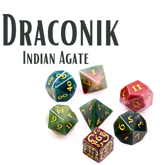 Level Up Dice - Draconik (Indian Agate) RPG Set