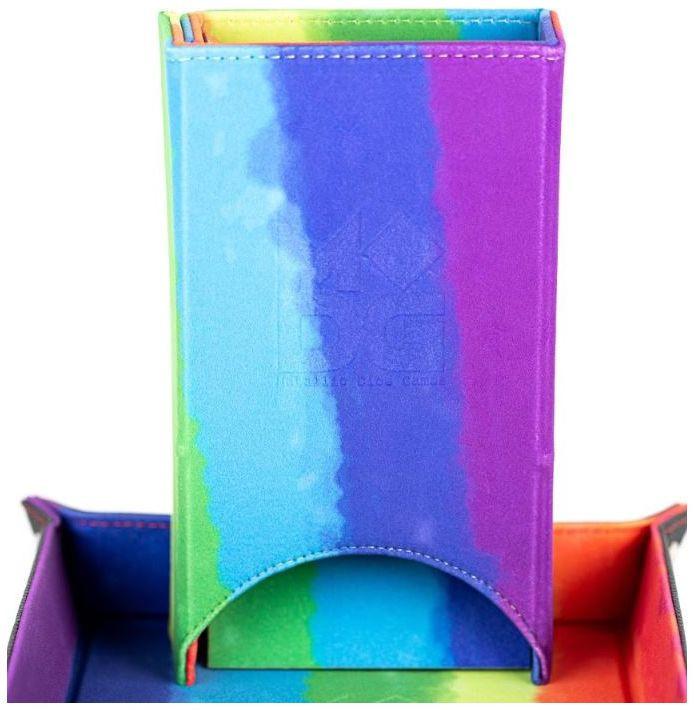 MDG Velvet Fold Up Dice Tower - Watercolour Rainbow